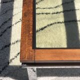 Vintage rectangular coffee table 1970 chrome, wood & smoked glass