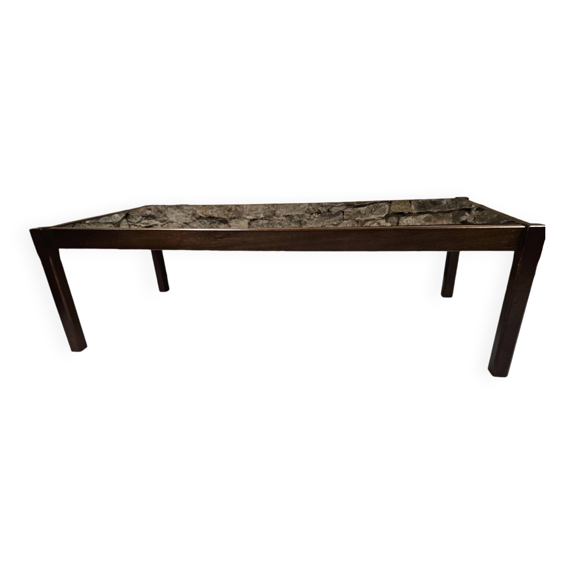 Teak coffee table with smoked glass 1970"