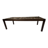 Teak coffee table with smoked glass 1970"