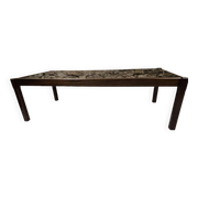 Teak coffee table with smoked glass 1970"