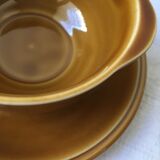 Set of 6 bowls and 6 matching plates in vintage brown