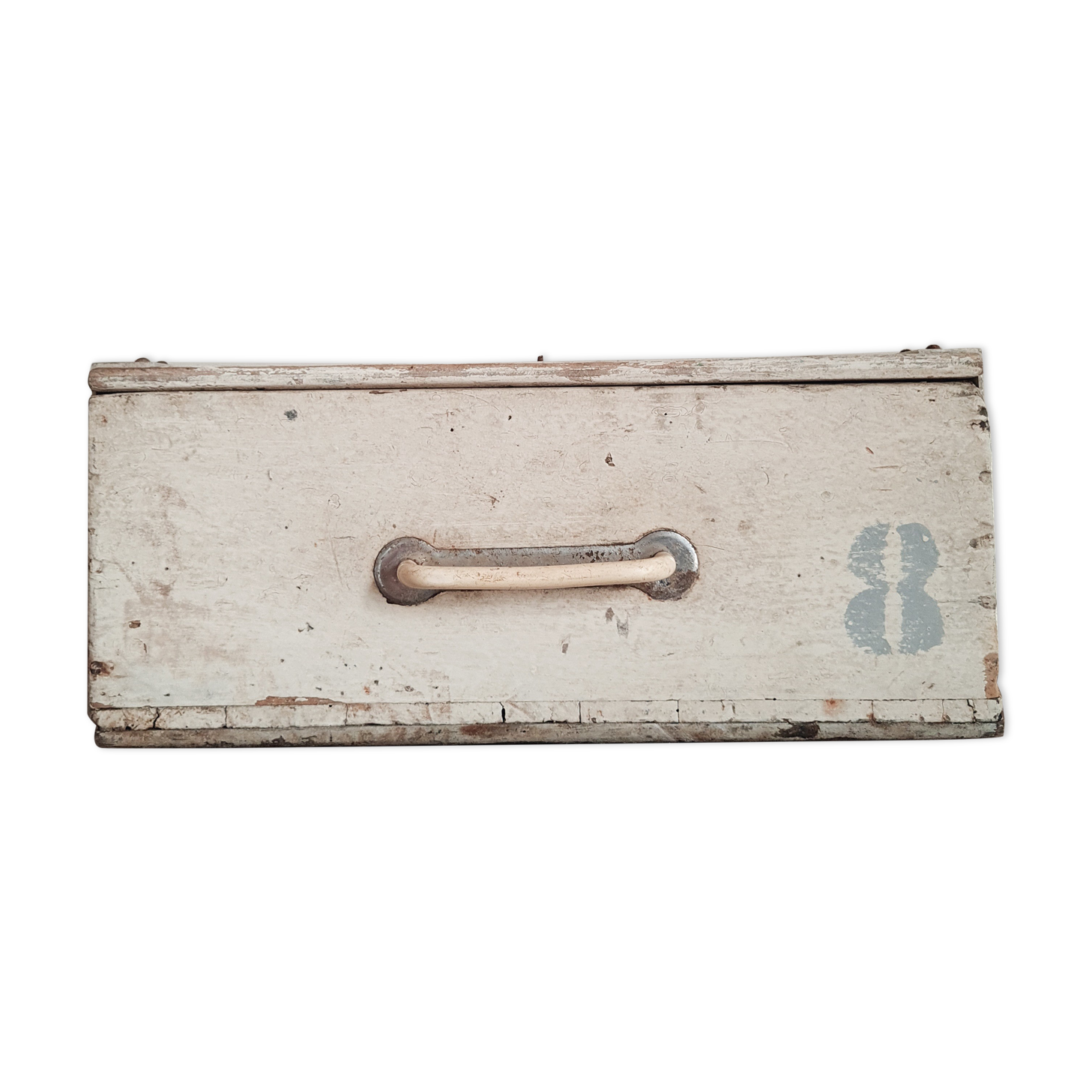 Old wooden box patinated white