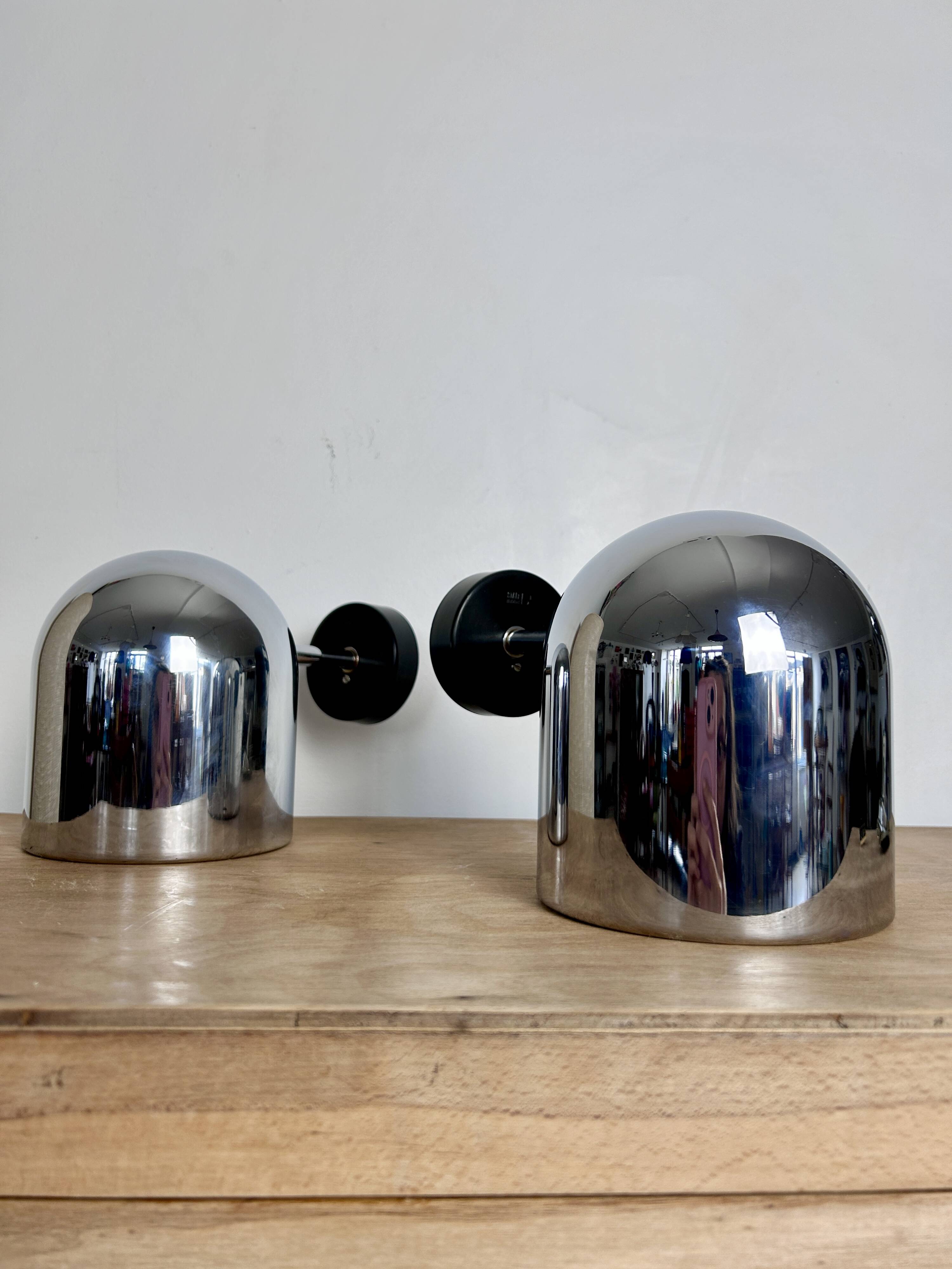 Pair of chrome Staff Leuchten wall lights - Germany 1970
