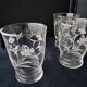 6 vintage table glasses in goblet shape with engraved decor