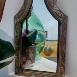 Oriental style brass and copper mirror 35x18cm