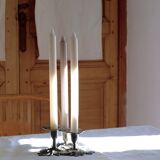 Three-flower pedestal 19th century candlestick