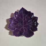 purple ceramic bowl in the shape of a tree leaf