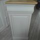 Louis Philippe style sideboard with pearl gray patina, 2 doors, drawers, wooden top.