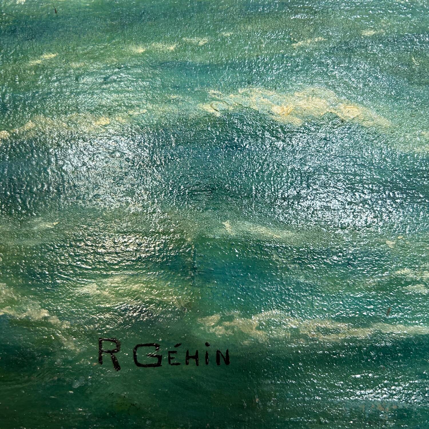 Large painting of an old fishing port