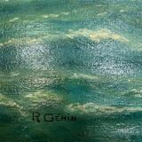 Large painting of an old fishing port