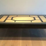 Beautiful coffee table lacquered in black, eggshell and blue