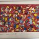 Helmut Dittmann – "Addition", Dynamic Abstract Painting on Red Ground, 1989