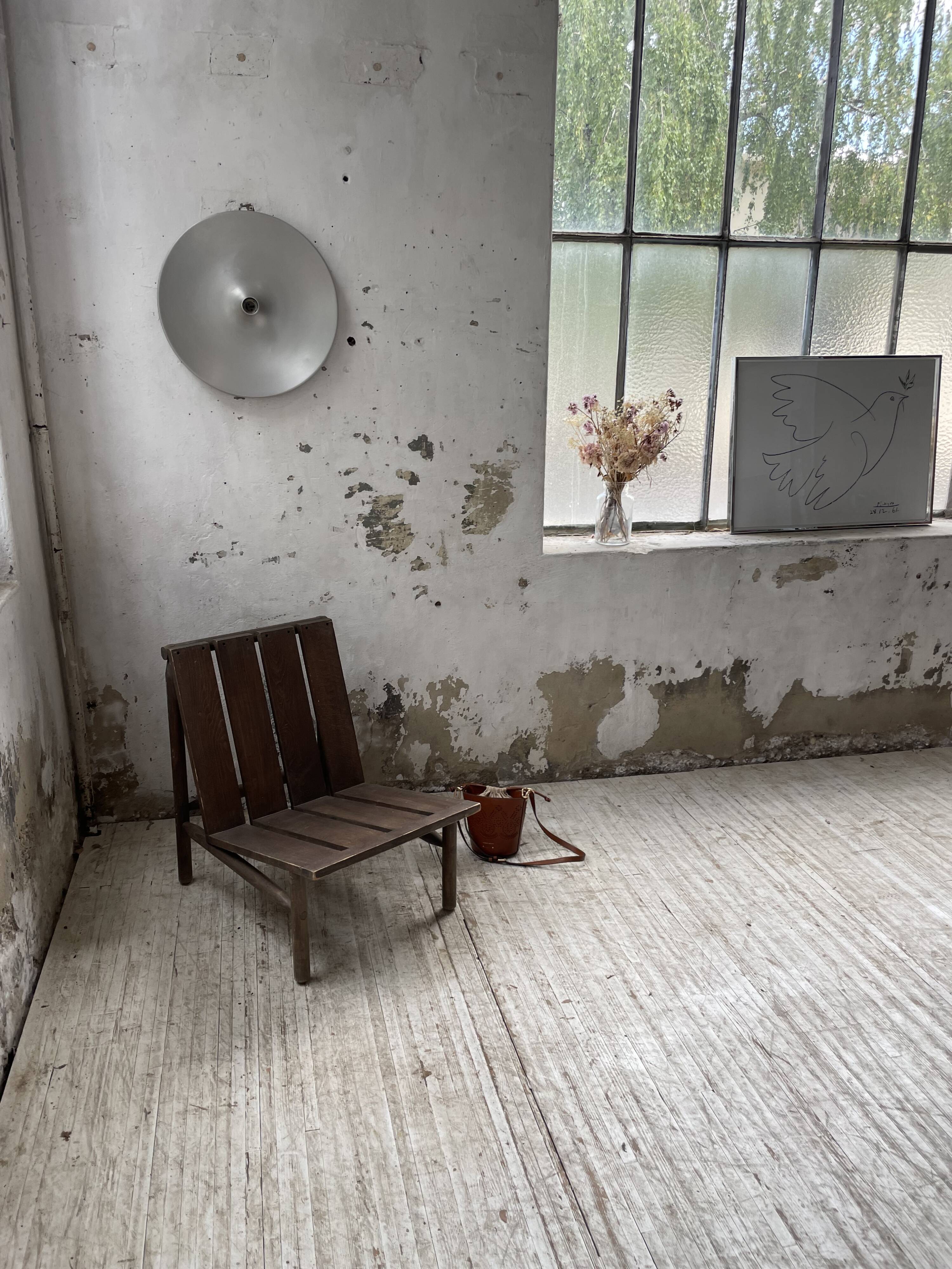 Modernist oak armchair