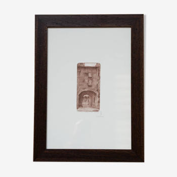 Vintage painting with ash frame, 1970-1980