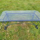 Italian glass and wrought iron coffee table