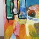 Still life with bottles, oil on canvas signed Miguel Anibal 1989