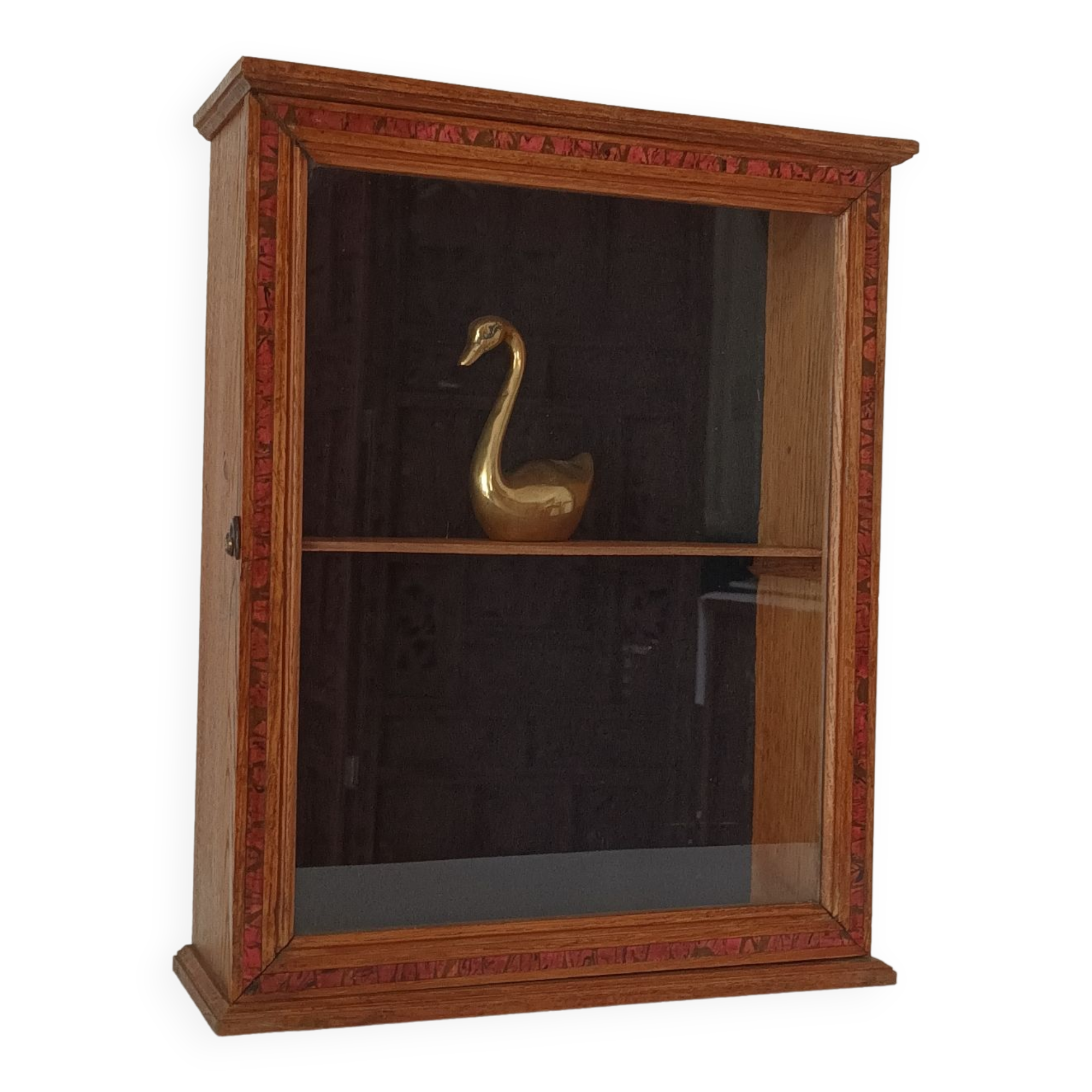 Vintage oak wall display case