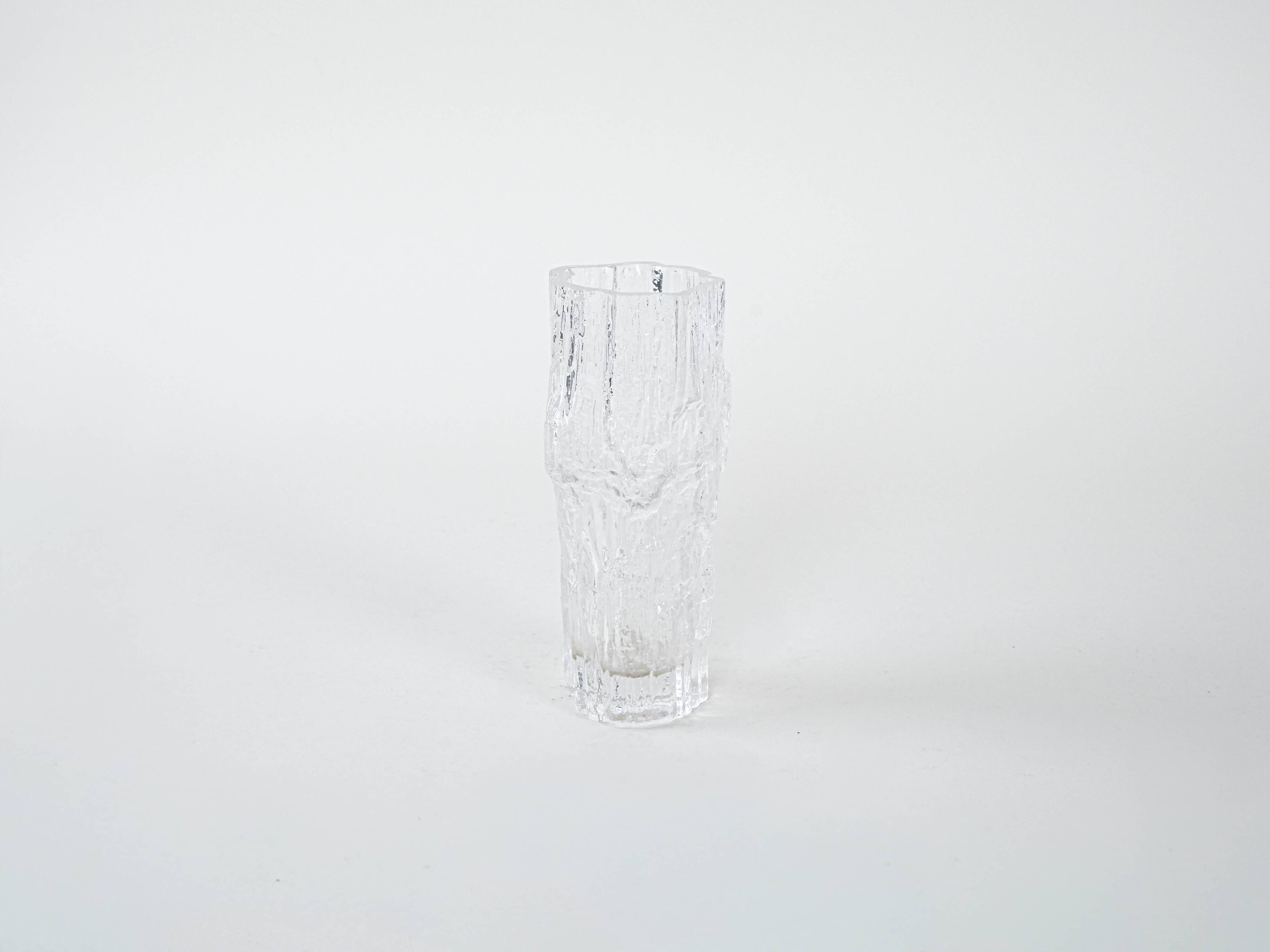 Vase en verre glacé, design danois, années 1970, fabriqué au Danemark