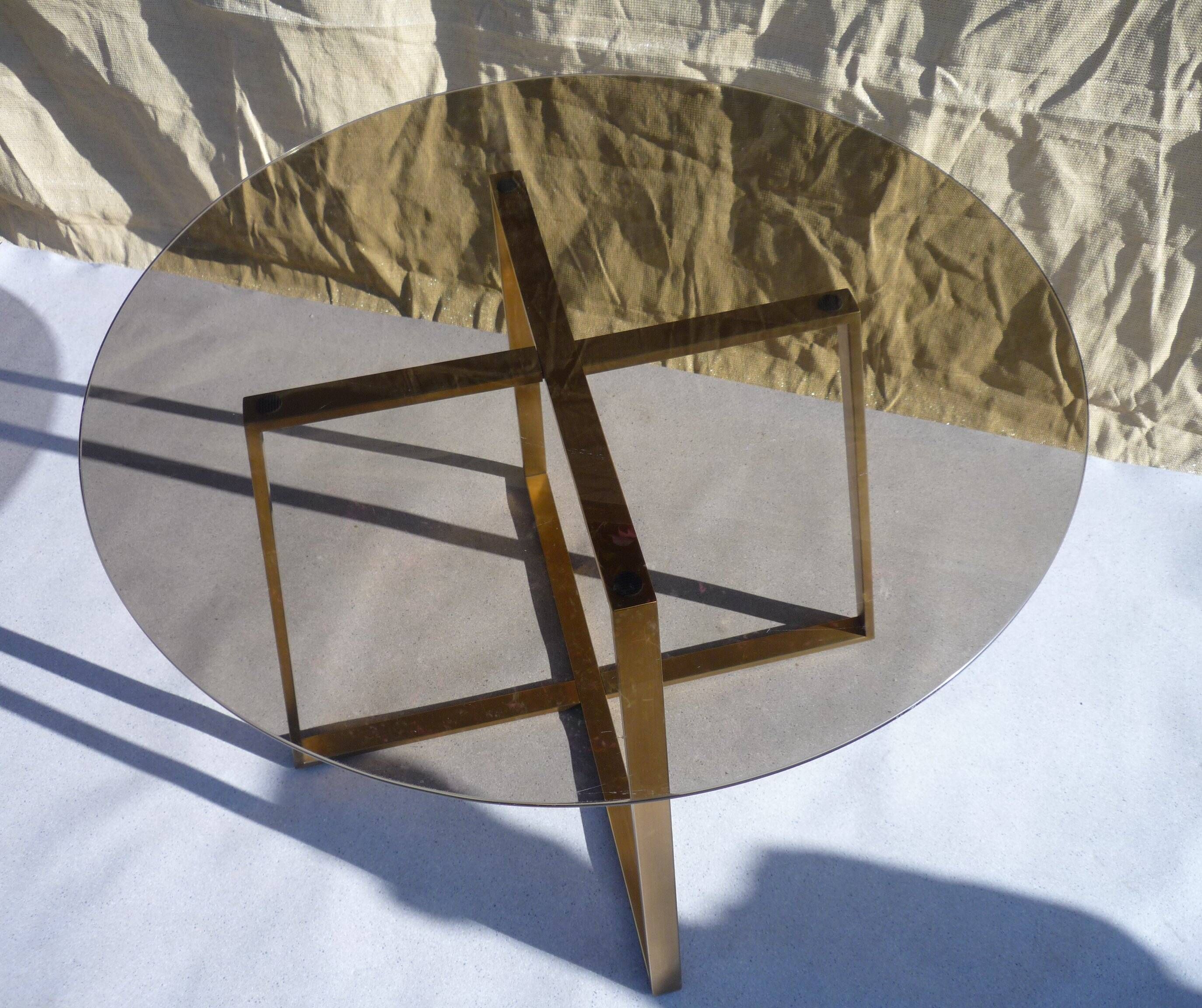 Smoked glass bronze dining table