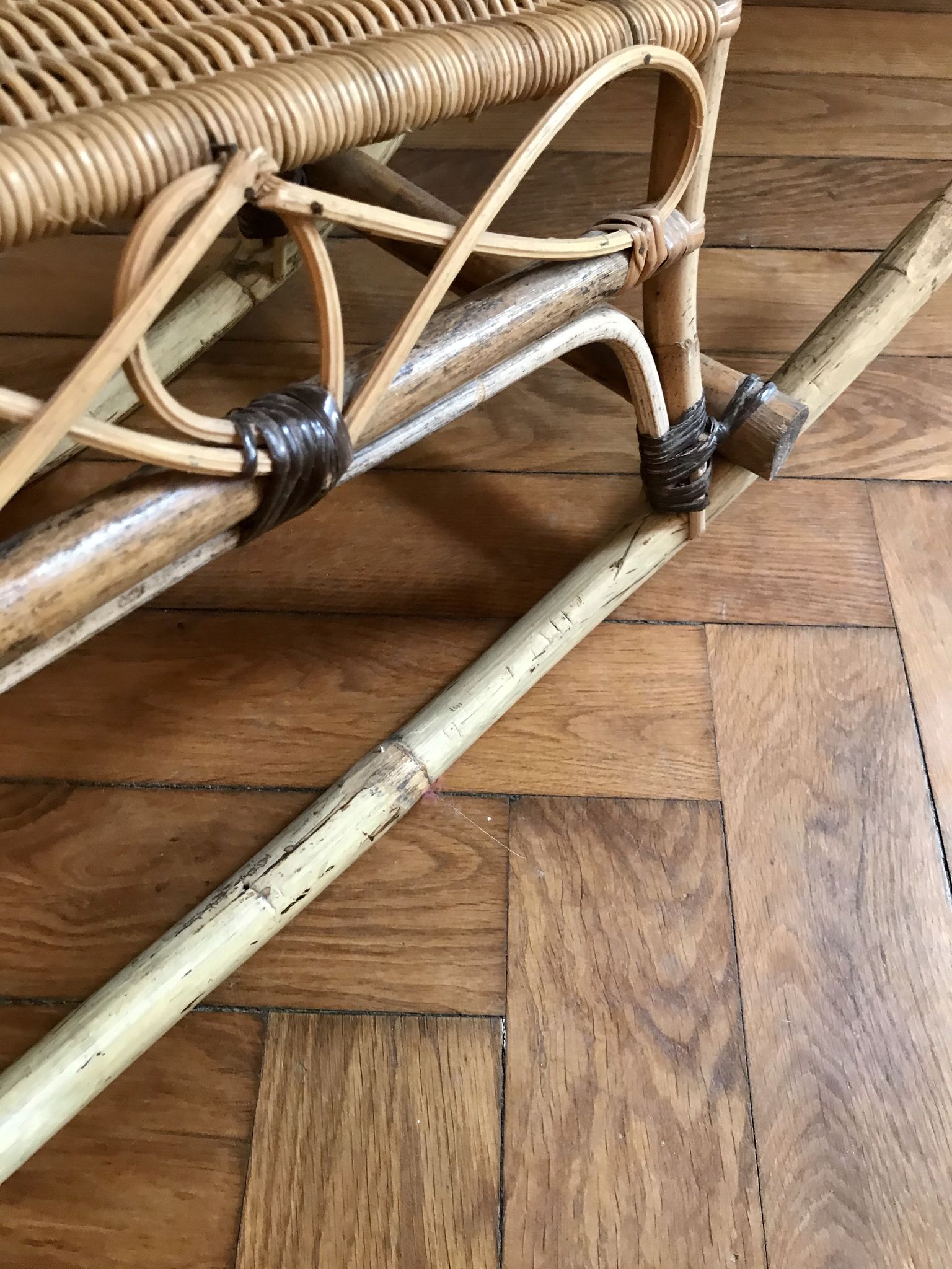 Rattan and bamboo rocking horse