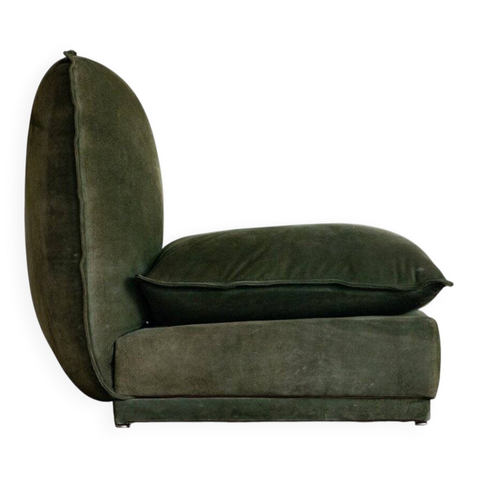 Vintage suede leather armchair, Italy, 1970s