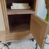 Bedside table in solid black oak and natural Art Deco wood