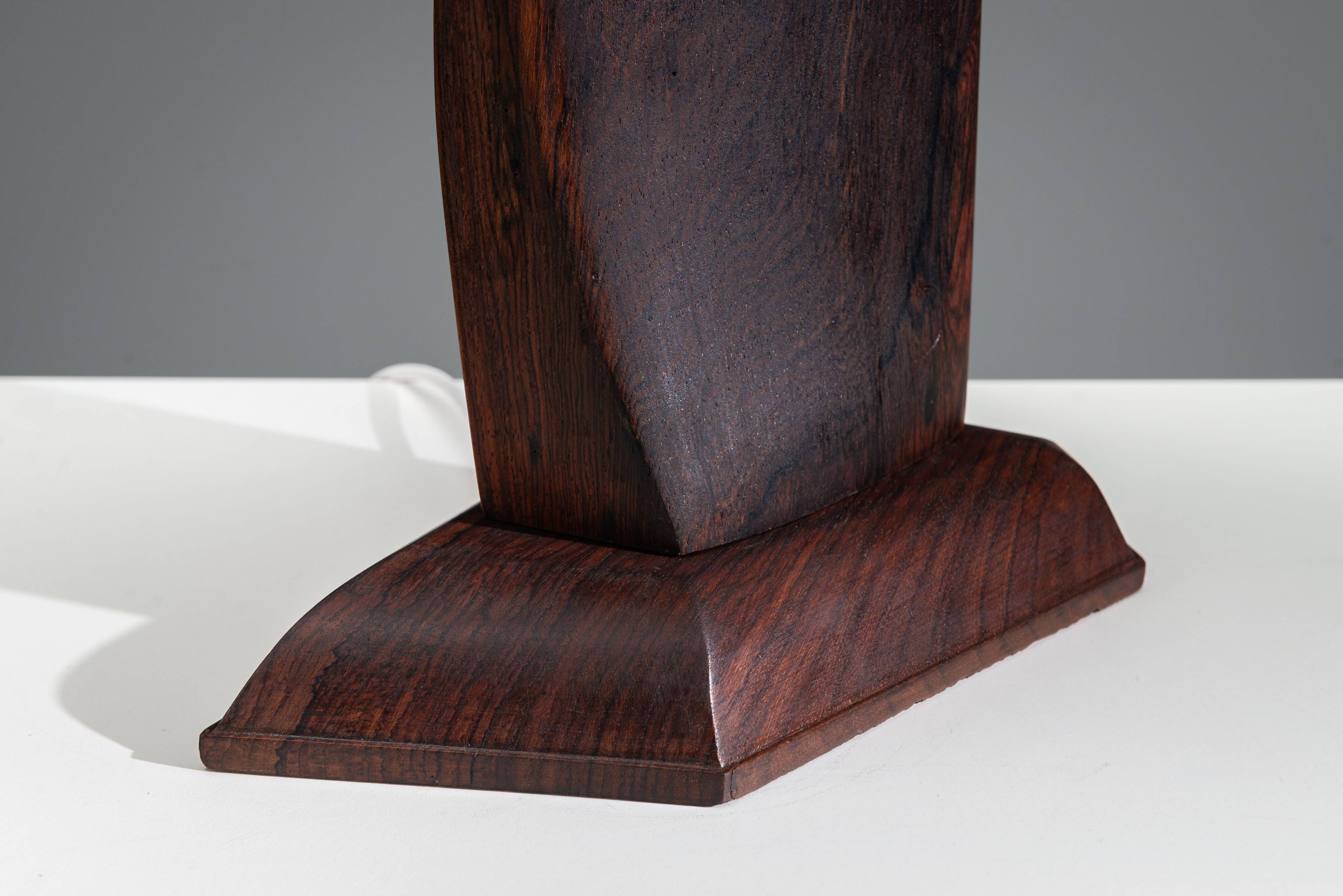 Large mid-century solid rosewood table lamp
