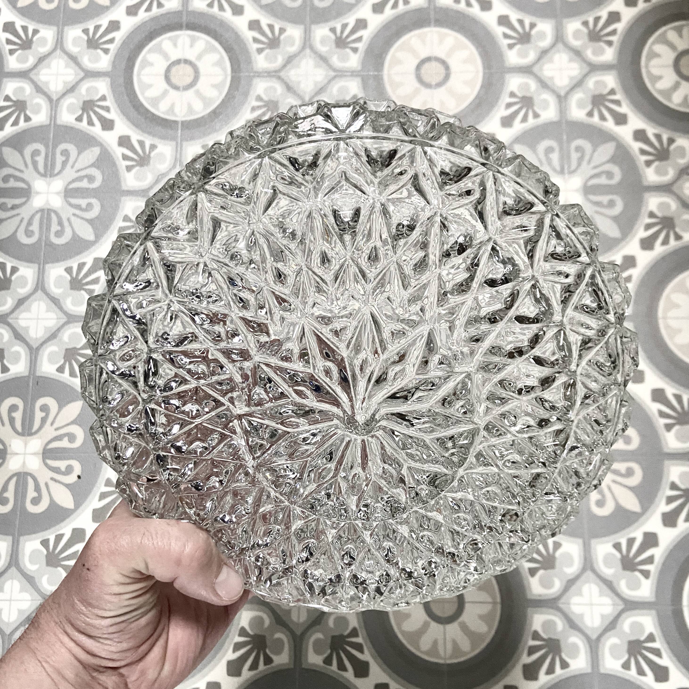 Holophane glass ceiling light - Ø 25 cm - H 9.5 cm