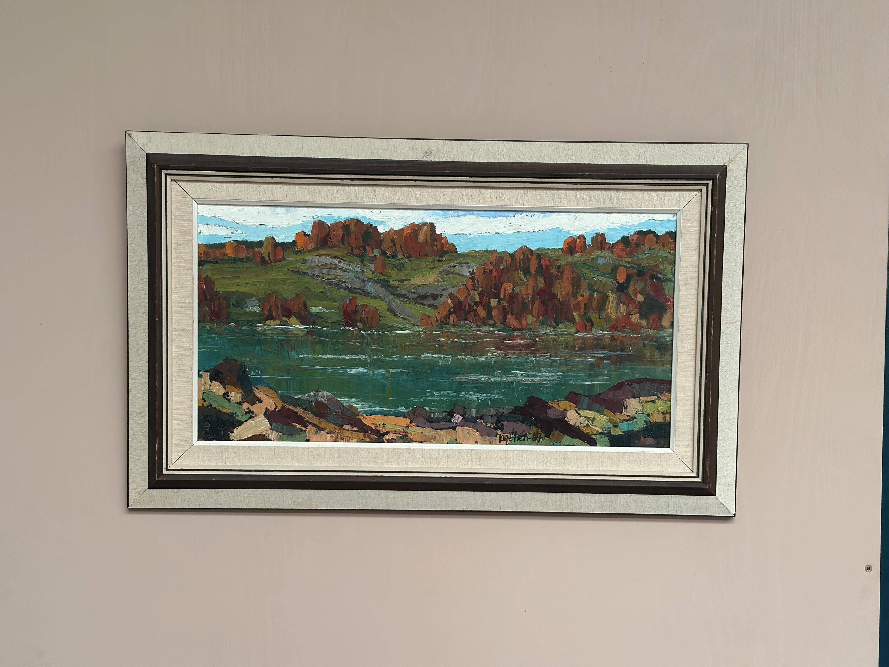 Swedish Oil On Canvas – “River View” By Tage Törngren