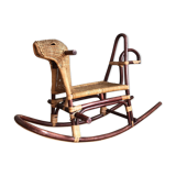 Rocking horse in rattan and bamboo