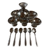 Set of 6 Guy Degrenne stainless steel ice cream cups with 6 ice cream spoons