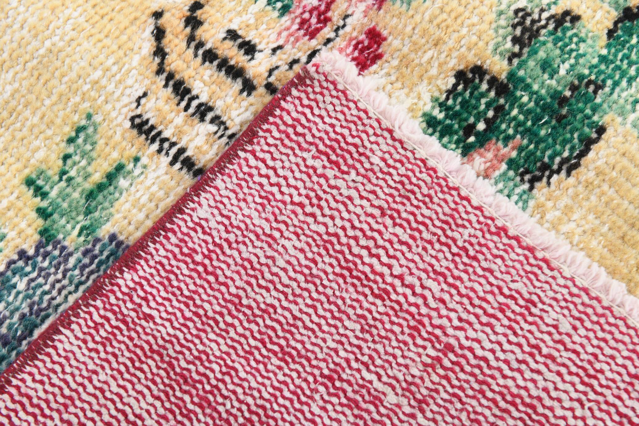 Ruby Red Vintage Floral Turkish Rug, Handmade Wool Carpet, 202x309 Cm
