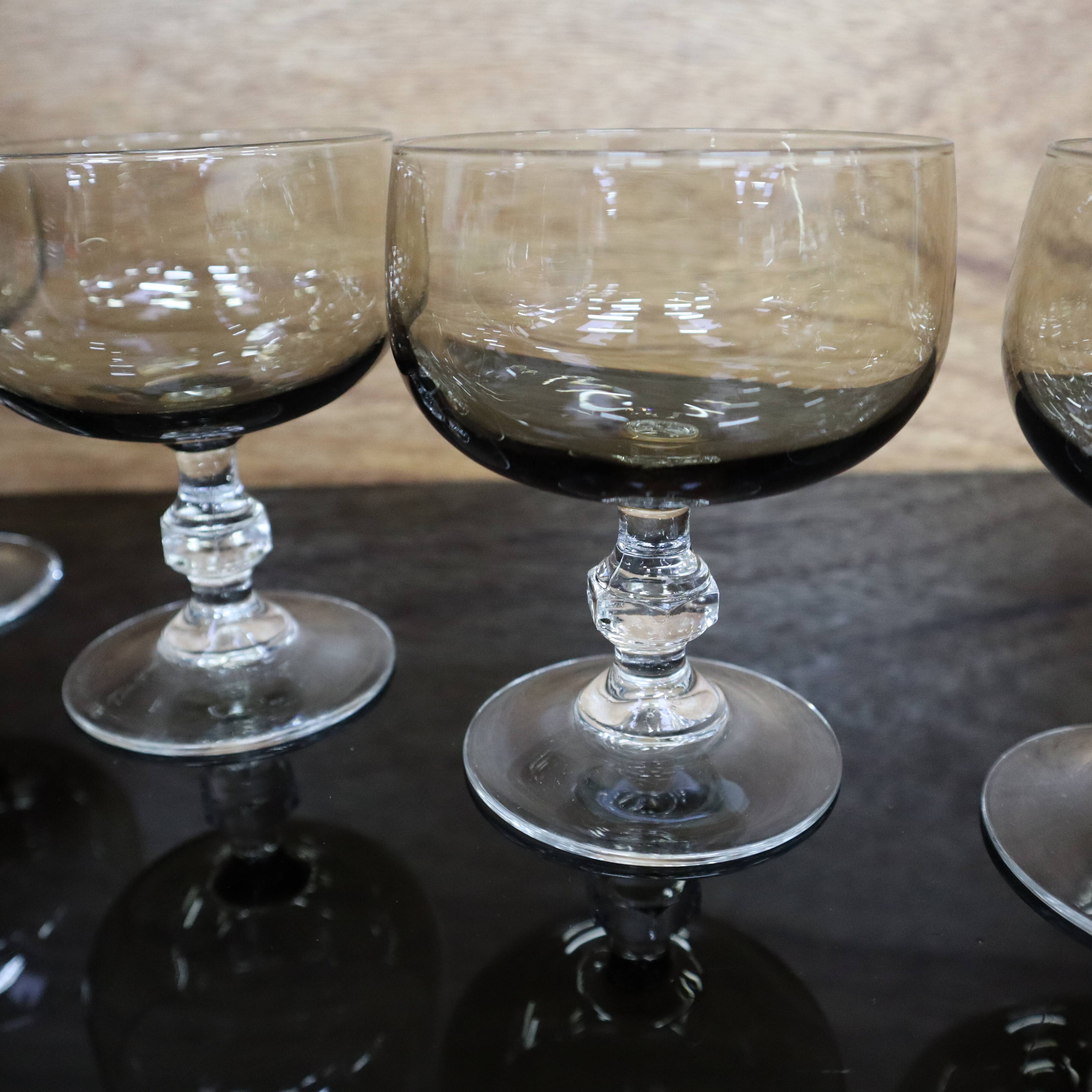 6 Luminarc champagne glasses in smoked black glass "Domaine"