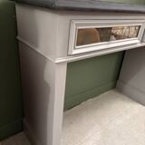 Superb matte black console with a natural top.