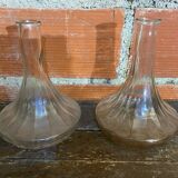 Pair of Vintage Moulded Glass Wine Decanters