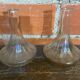 Pair of Vintage Moulded Glass Wine Decanters