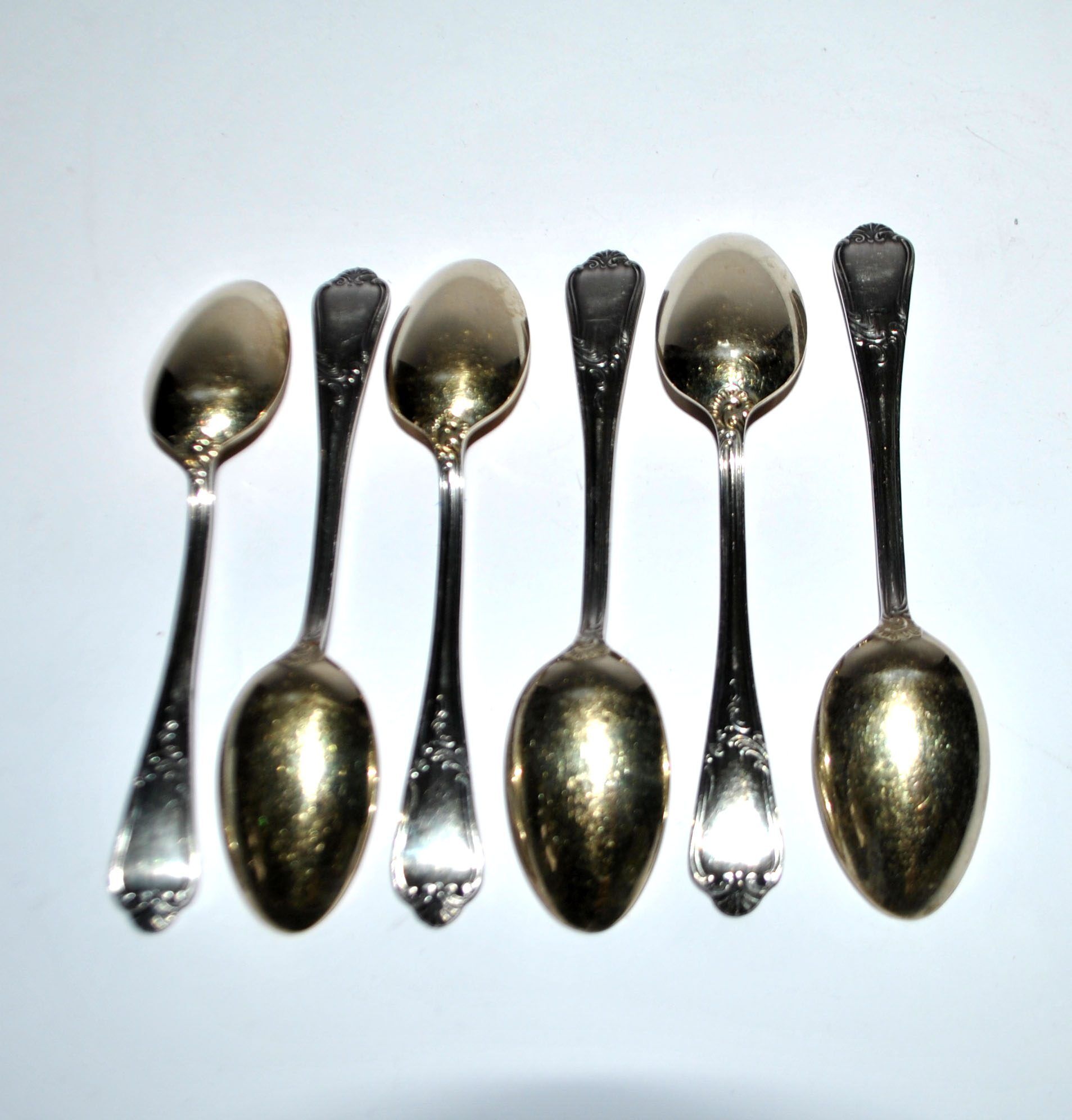 DEETJEN Lot of 6 silver-plated metal moka teaspoons Louis XV Rocaille no. 25