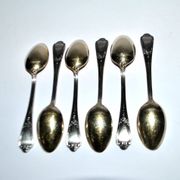 DEETJEN Lot of 6 silver-plated metal moka teaspoons Louis XV Rocaille no. 25