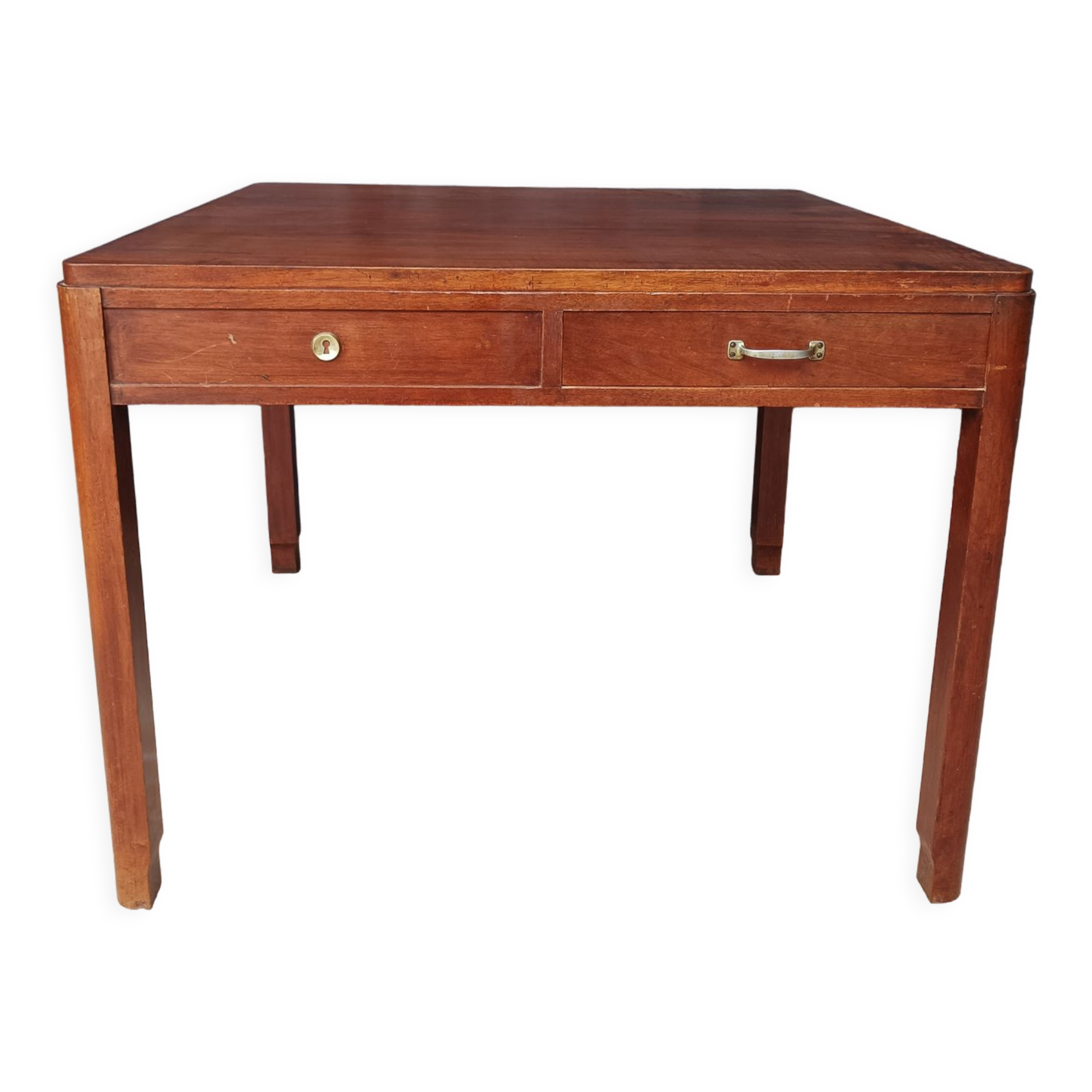Vintage walnut table with 2 drawers