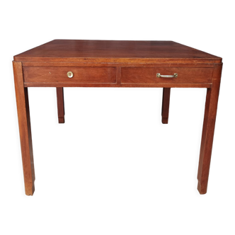 Table vintage en noyer 2 tiroirs