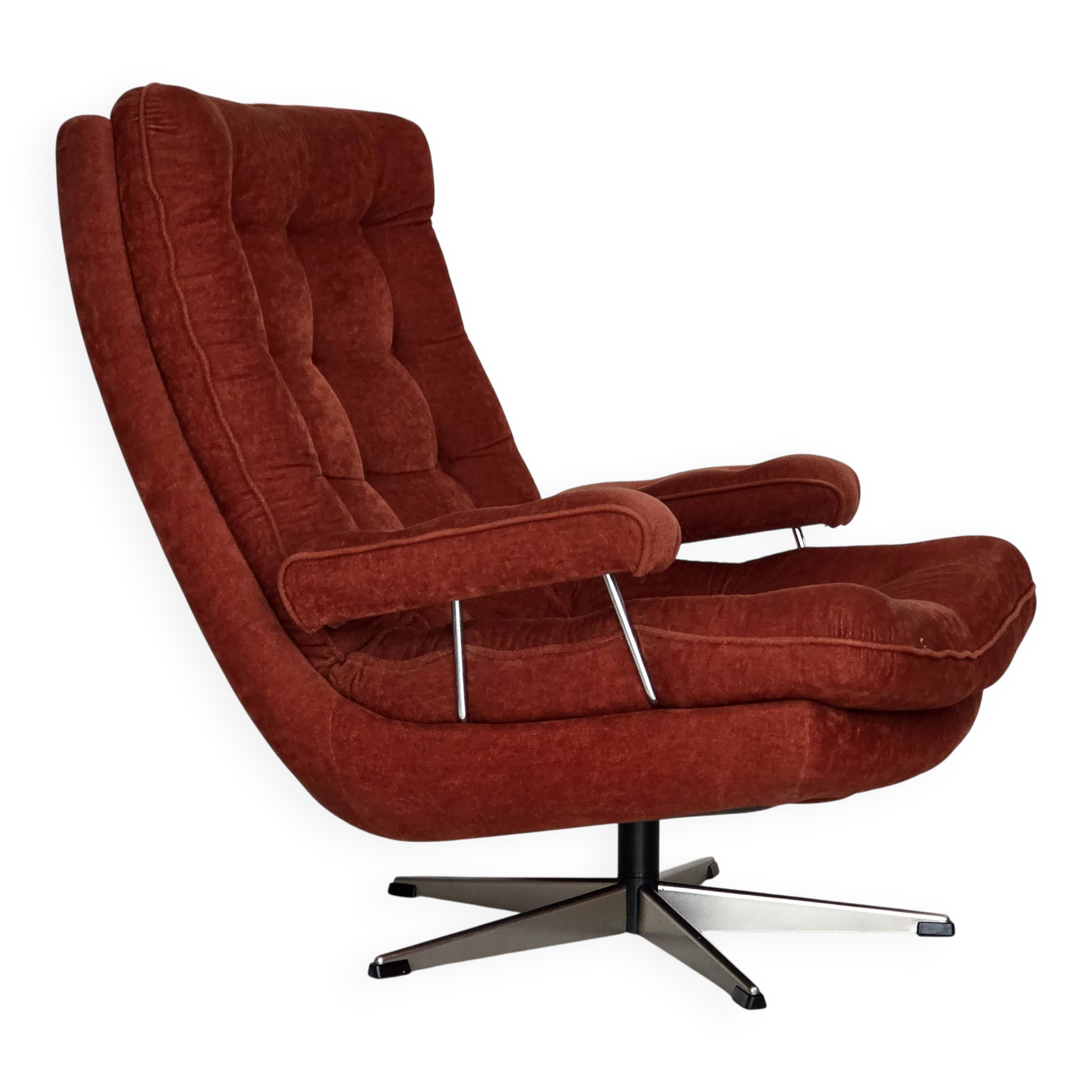 1970s, Swedish swivel armchair by Ulferts Sweden, furniture velour.