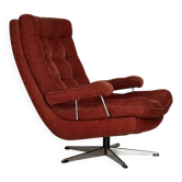 Fauteuil pivotant suédois des années 1970 par Ulferts Sweden, velours de mobilier.