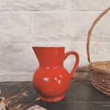 Small red enameled ceramic pitcher Emile Henry