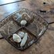 Amber glass compartmentalised serving bowl