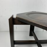 Set of 4 architectural brutalist dining chairs in beech wood, 1970s