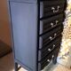 Chiffonier en bois peint coloris noir et gris France 1950 avec 5 tiroirs