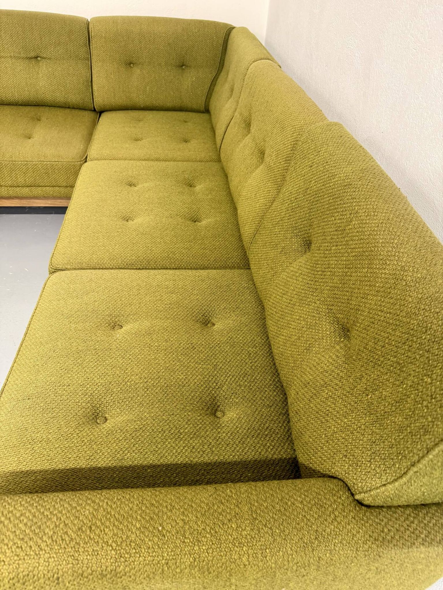 Vintage modular Scandinavian design green fabric corner sofa 1960s