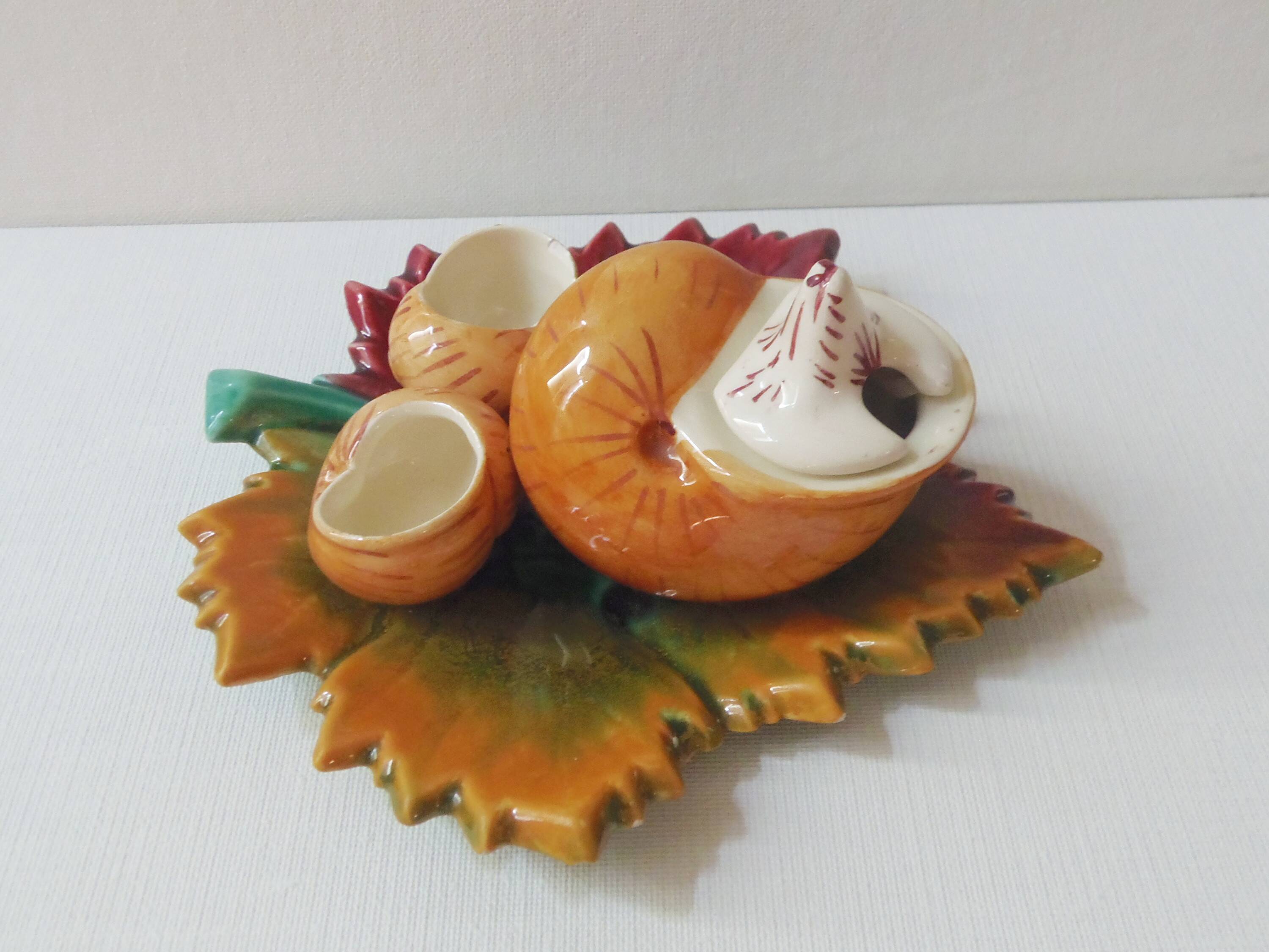 Set Sel / Poivre / Moutarde Barbotine Escargots Vintage