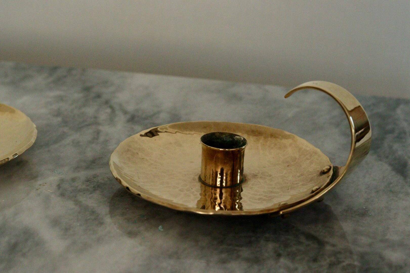Pair of Swedish mid-century candlestick holders by Skutuna
