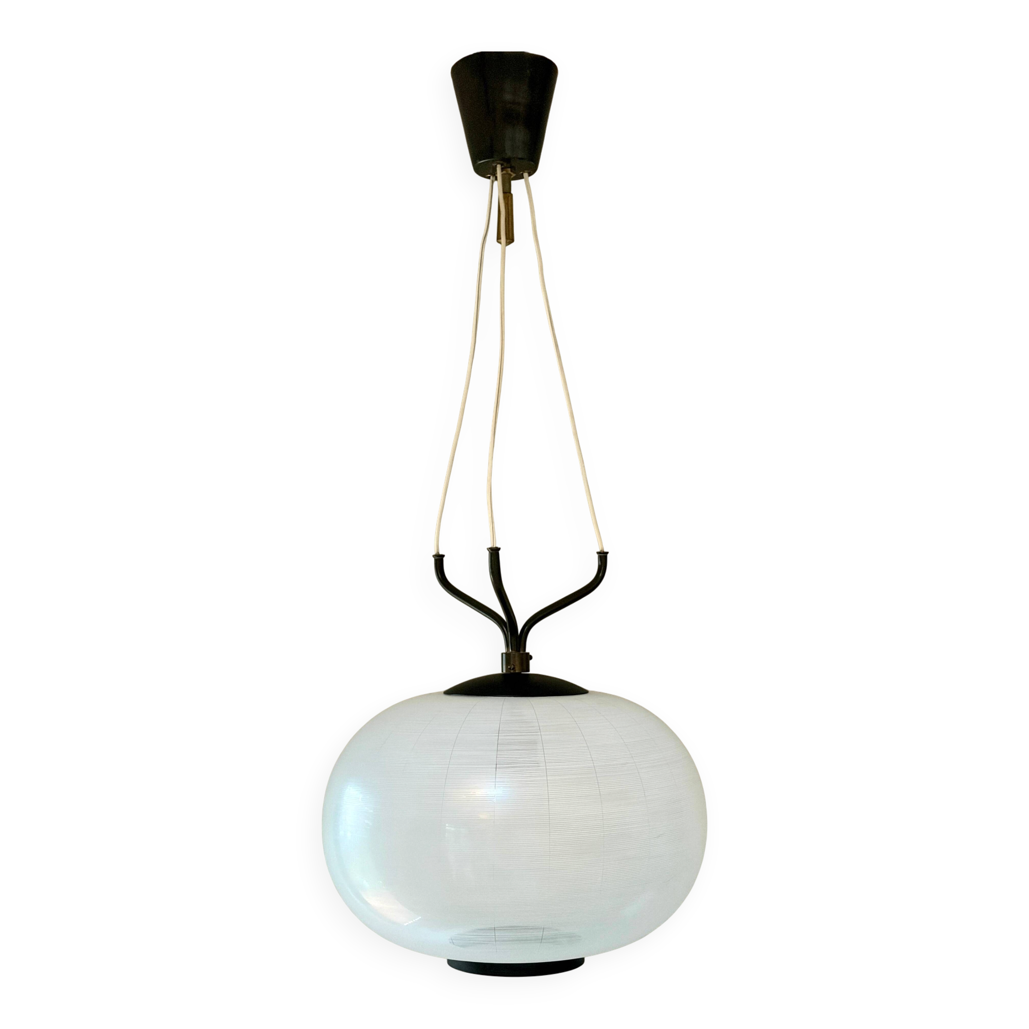 White filigree glass pendant from Murano - Italy, 1950